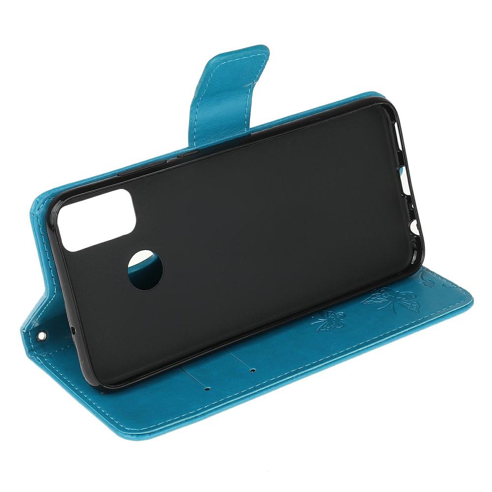 Motorola Moto G30/Moto G10/Moto G20 Mobiletui med sommerfugle, Blå