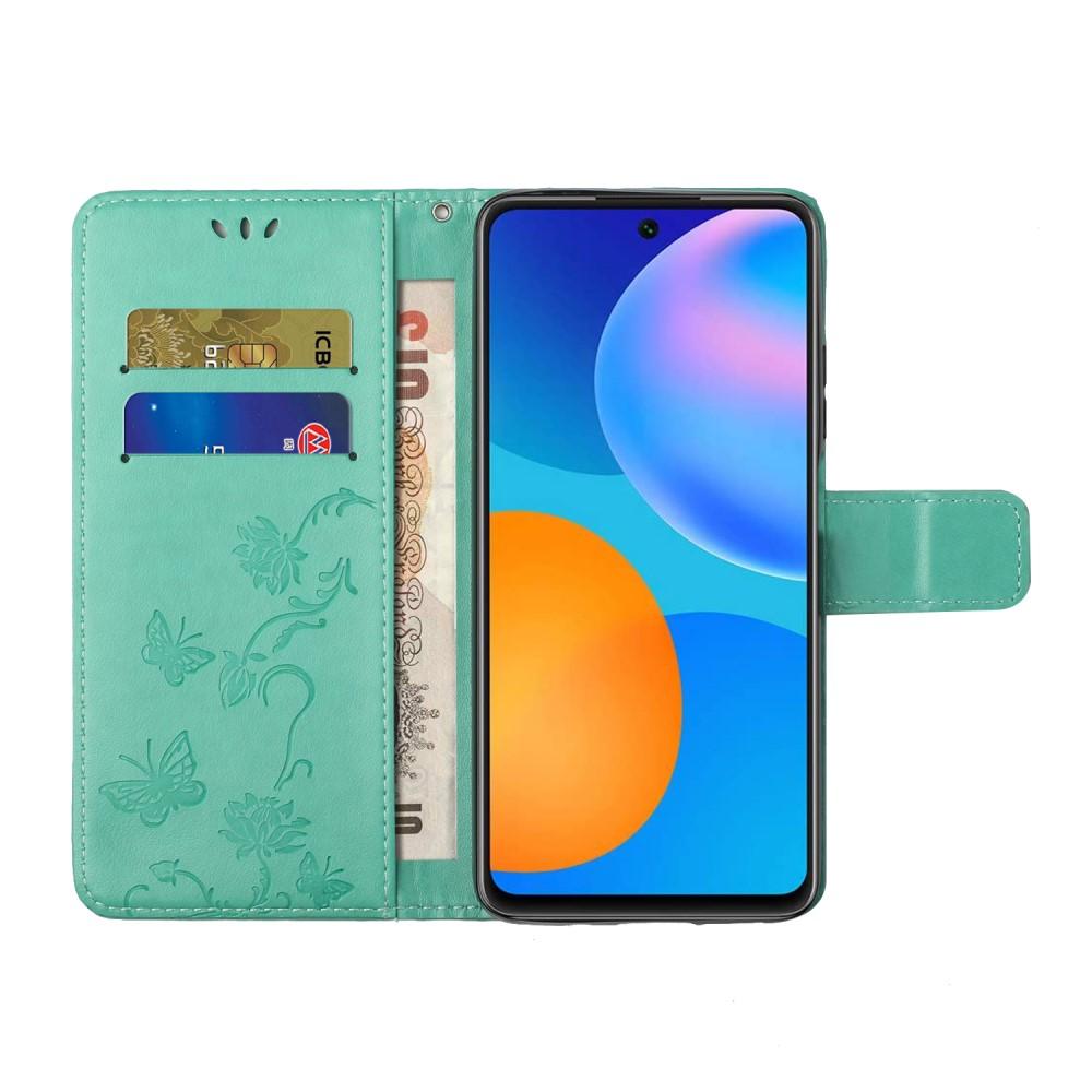Samsung Galaxy A52 5G Mobiletui med sommerfugle, Grøn