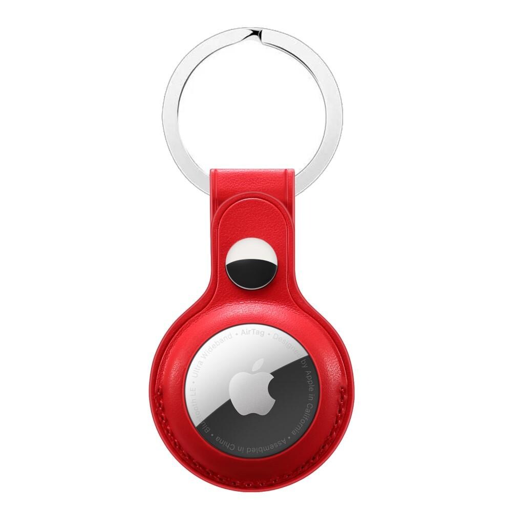 Apple AirTag Nøglering med lædercover, Rød