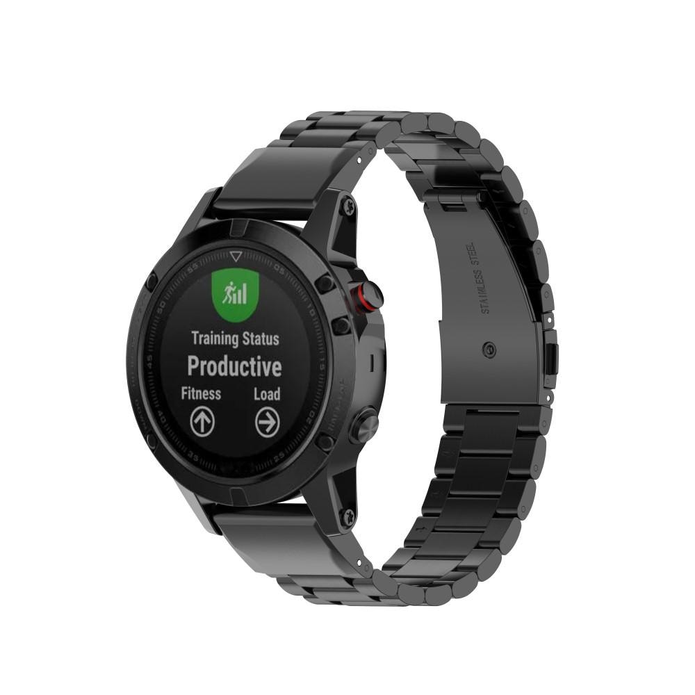 Garmin Fenix 5/Fenix 5 Plus Stilrent linkarmbånd i metal, Sort