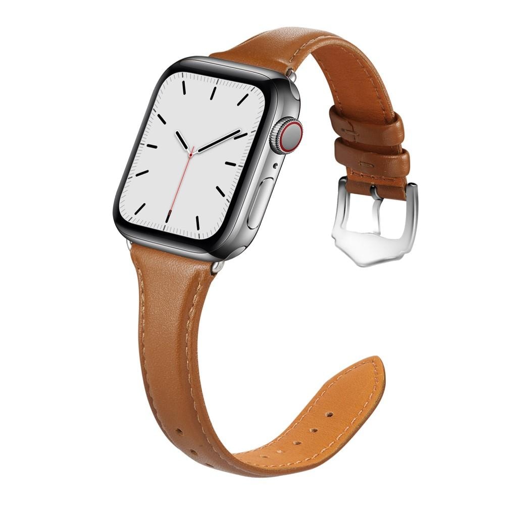 Apple Watch Series 11 42mm Smalt armbånd i ægte læder, Cognac