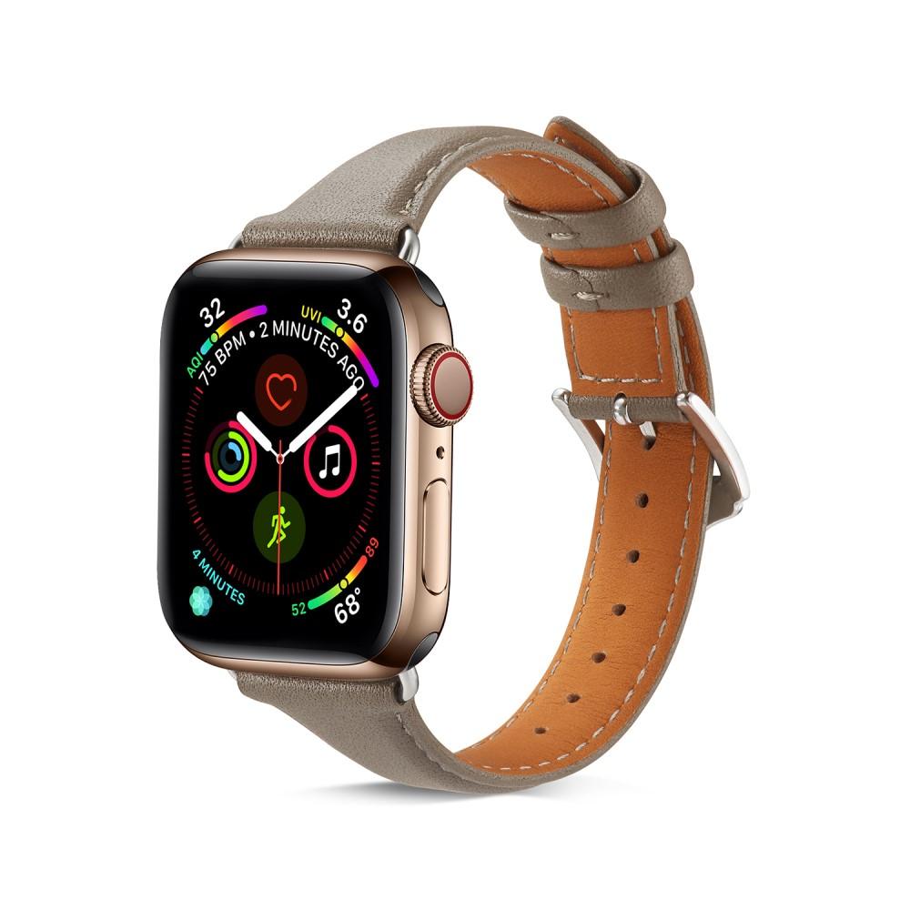 Apple Watch Series 11 42mm Smalt armbånd i ægte læder, Grå