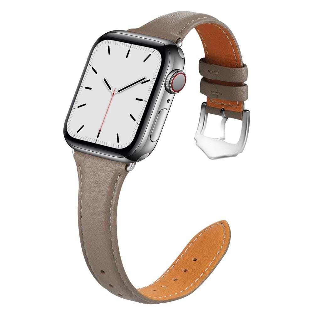Apple Watch Series 11 42mm Smalt armbånd i ægte læder, Grå