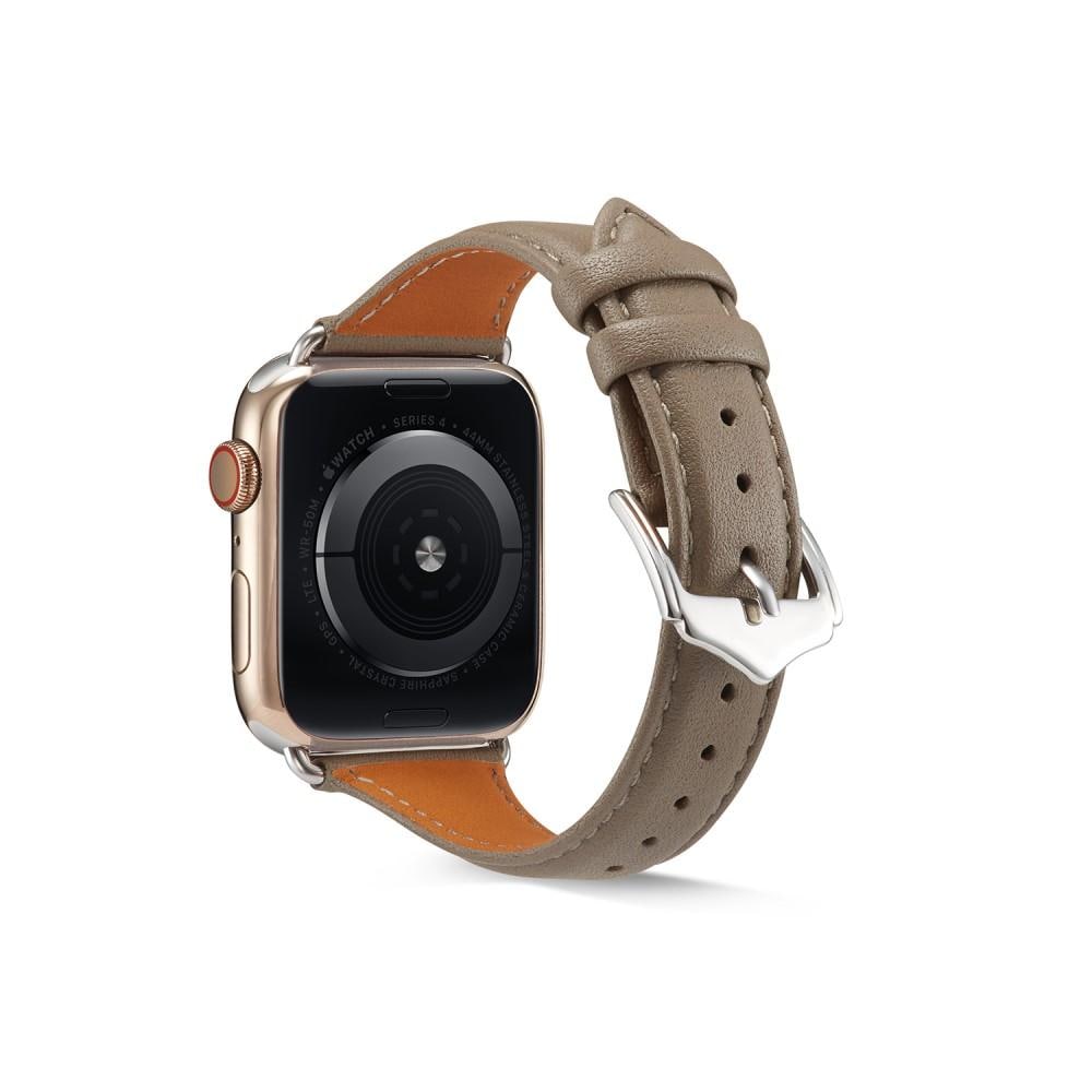 Apple Watch Series 11 42mm Smalt armbånd i ægte læder, Grå