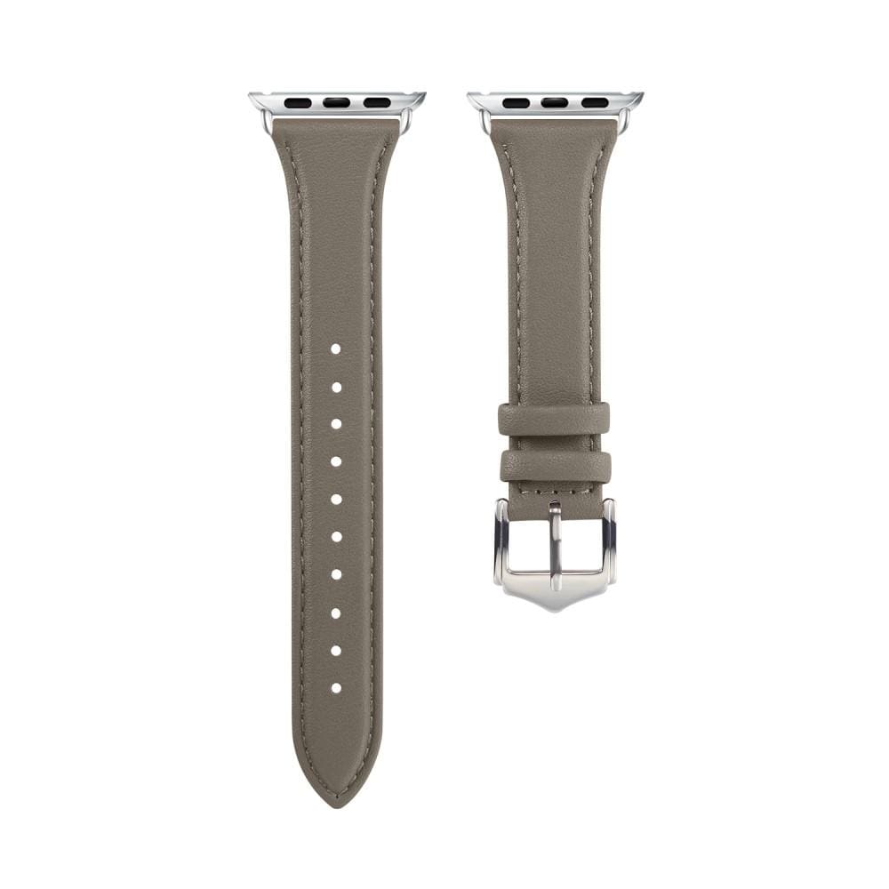 Apple Watch Series 11 42mm Smalt armbånd i ægte læder, Grå