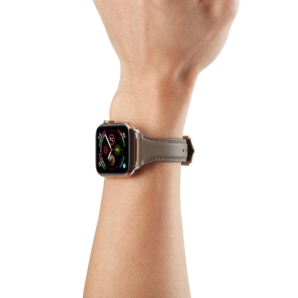 Apple Watch Series 11 42mm Smalt armbånd i ægte læder, Grå