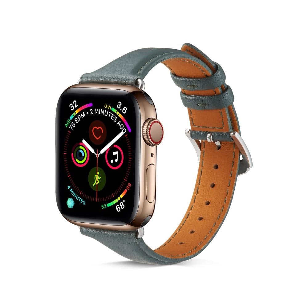 Apple Watch Series 11 42mm Smalt armbånd i ægte læder, Grøn