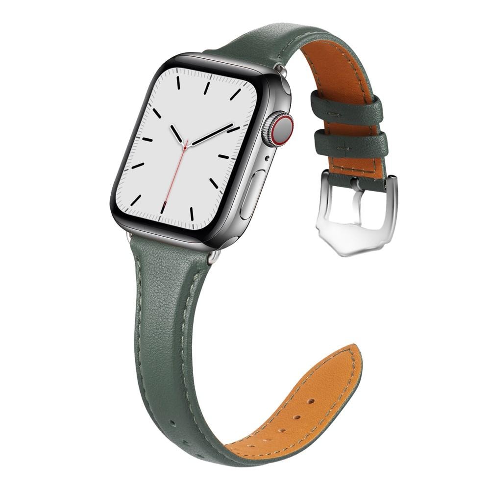 Apple Watch Series 11 42mm Smalt armbånd i ægte læder, Grøn