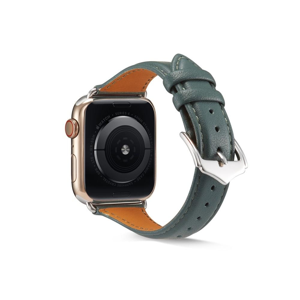 Apple Watch Series 11 42mm Smalt armbånd i ægte læder, Grøn