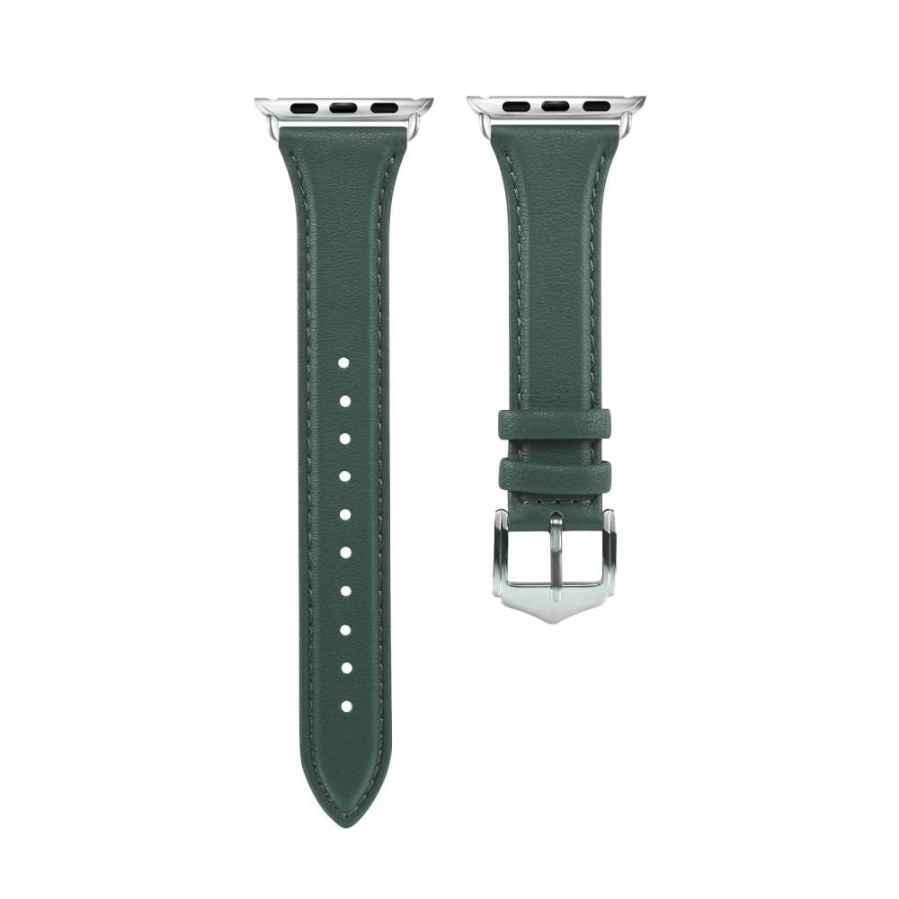 Apple Watch Series 11 42mm Smalt armbånd i ægte læder, Grøn