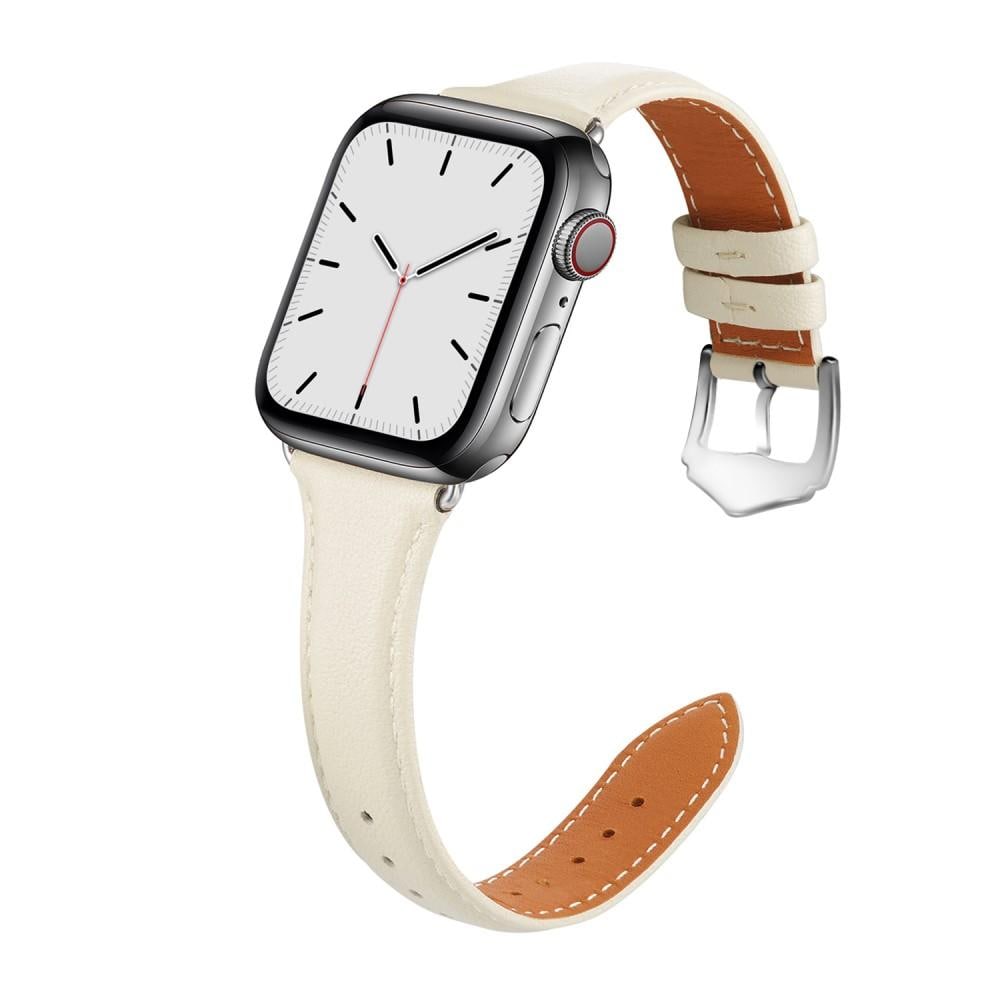 Apple Watch Series 11 42mm Smalt armbånd i ægte læder, Beige