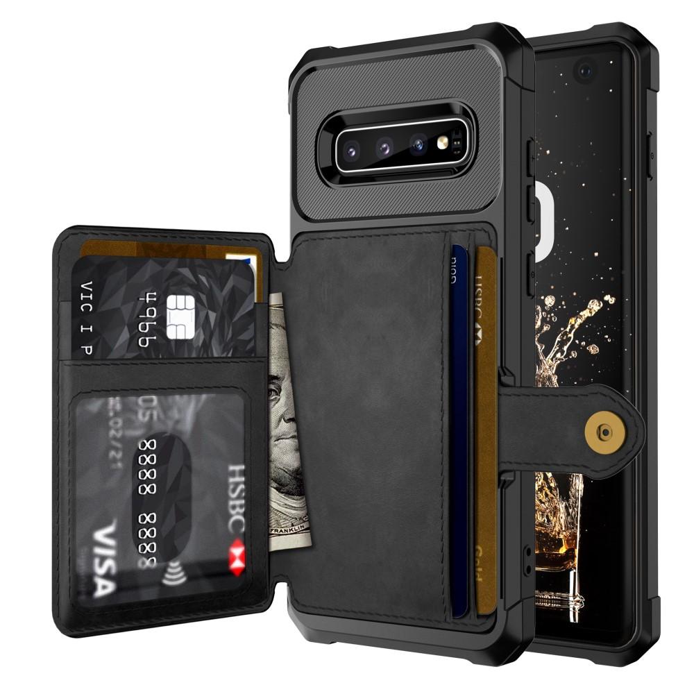 Samsung Galaxy S10 Stødsikkert mobilcover med pung, Sort