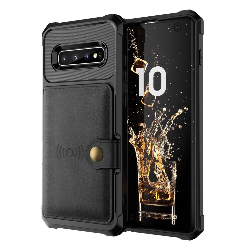 Samsung Galaxy S10 Stødsikkert mobilcover med pung, Sort