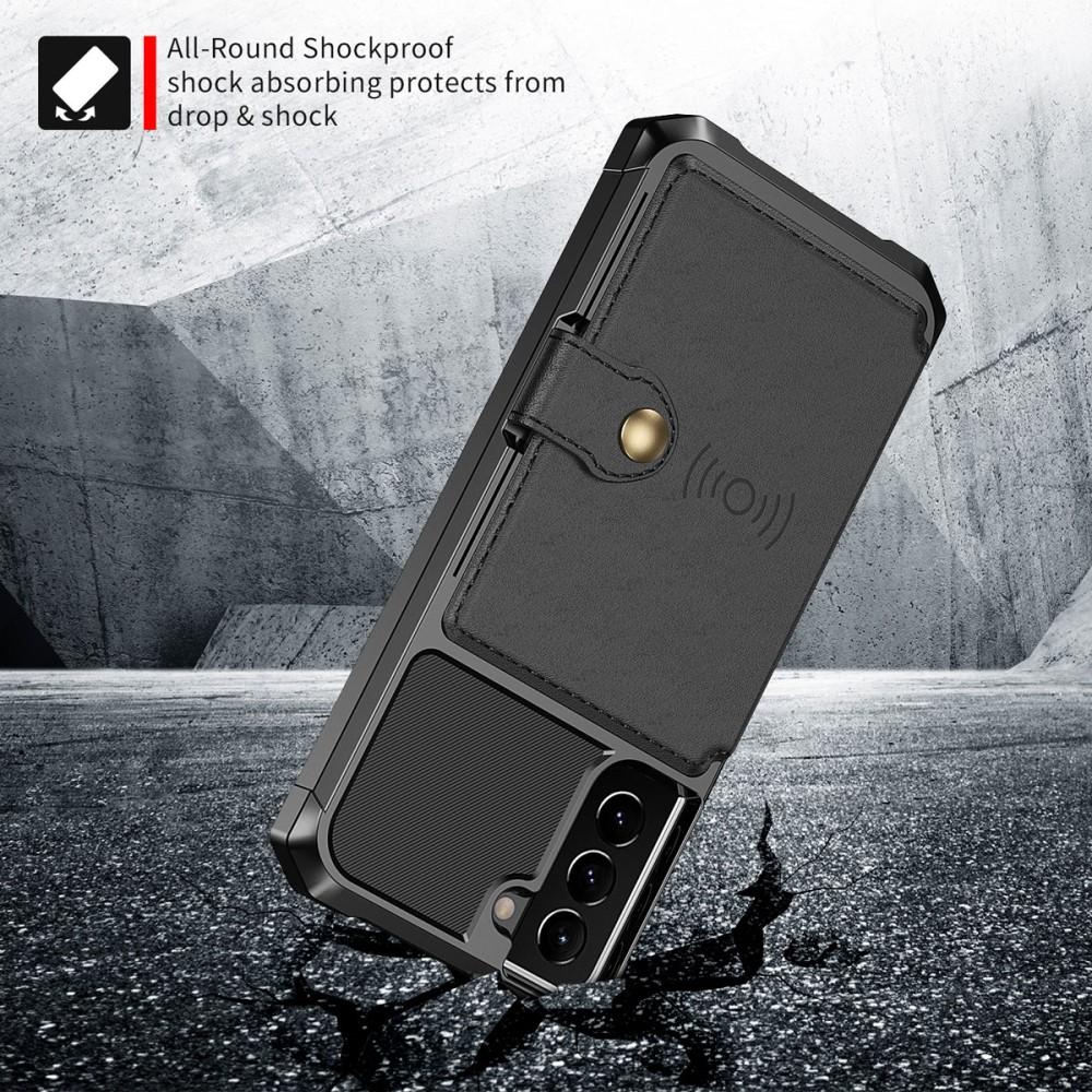Samsung Galaxy S21 Plus Stødsikkert mobilcover med pung, Sort