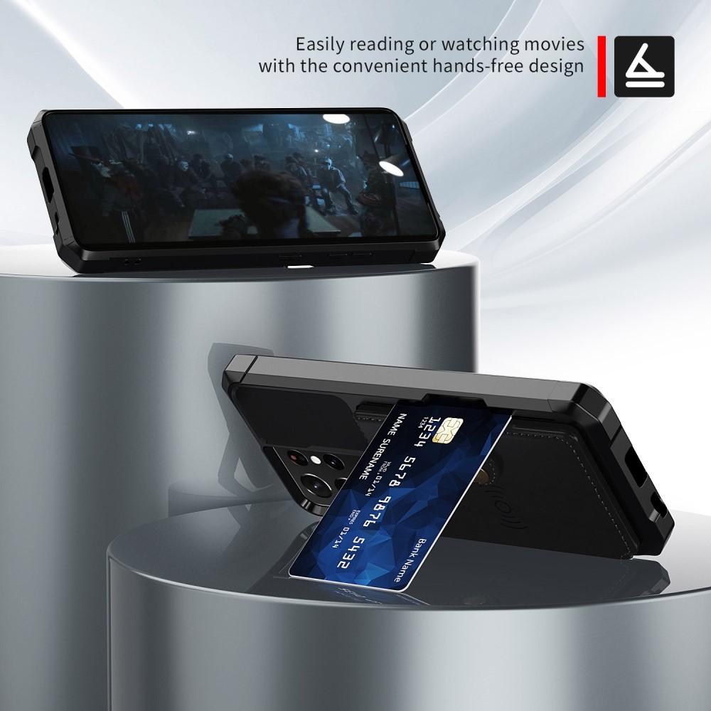 Samsung Galaxy S21 Ultra Stødsikkert mobilcover med pung, Sort