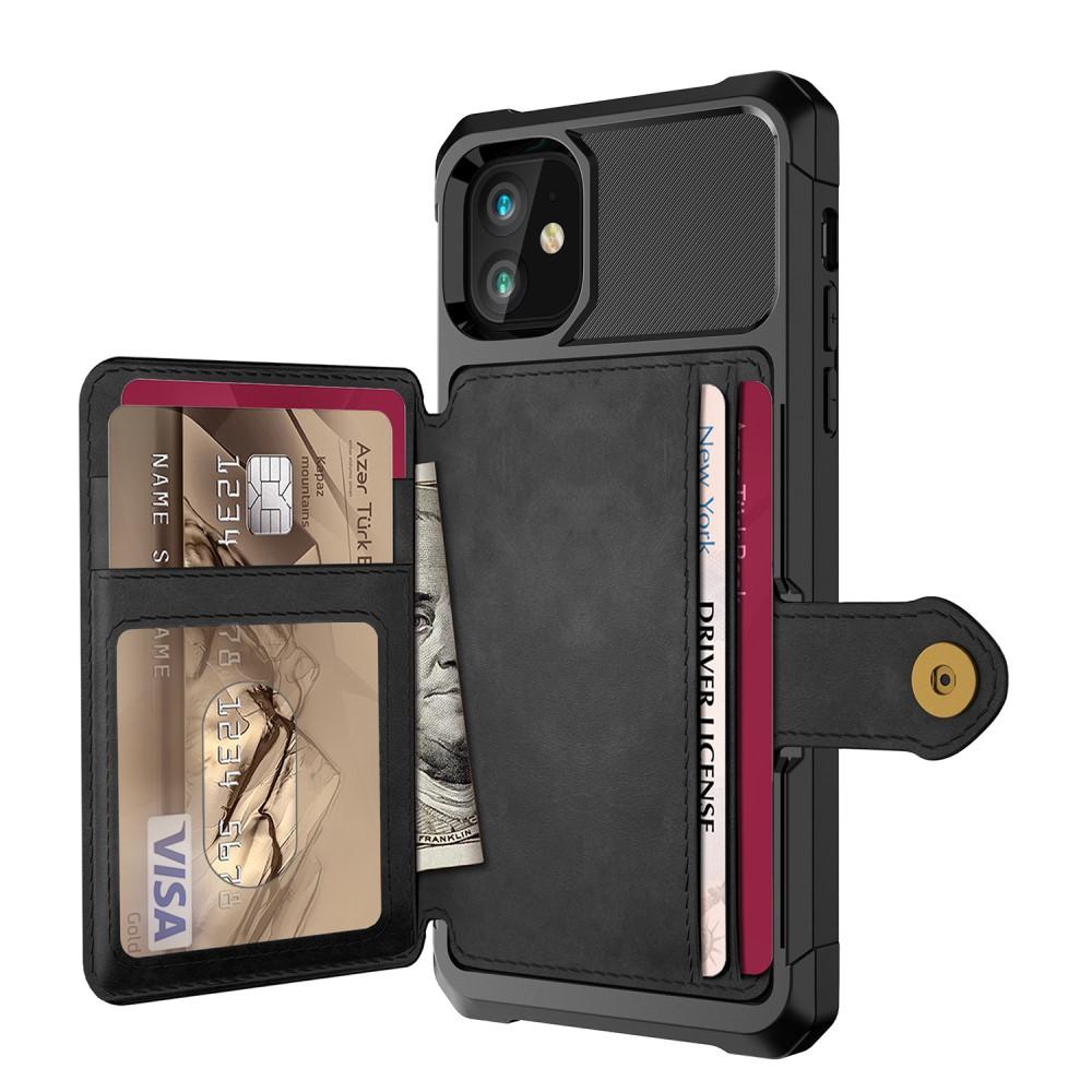 iPhone 12/iPhone 12 Pro Stødsikkert mobilcover med pung, Sort