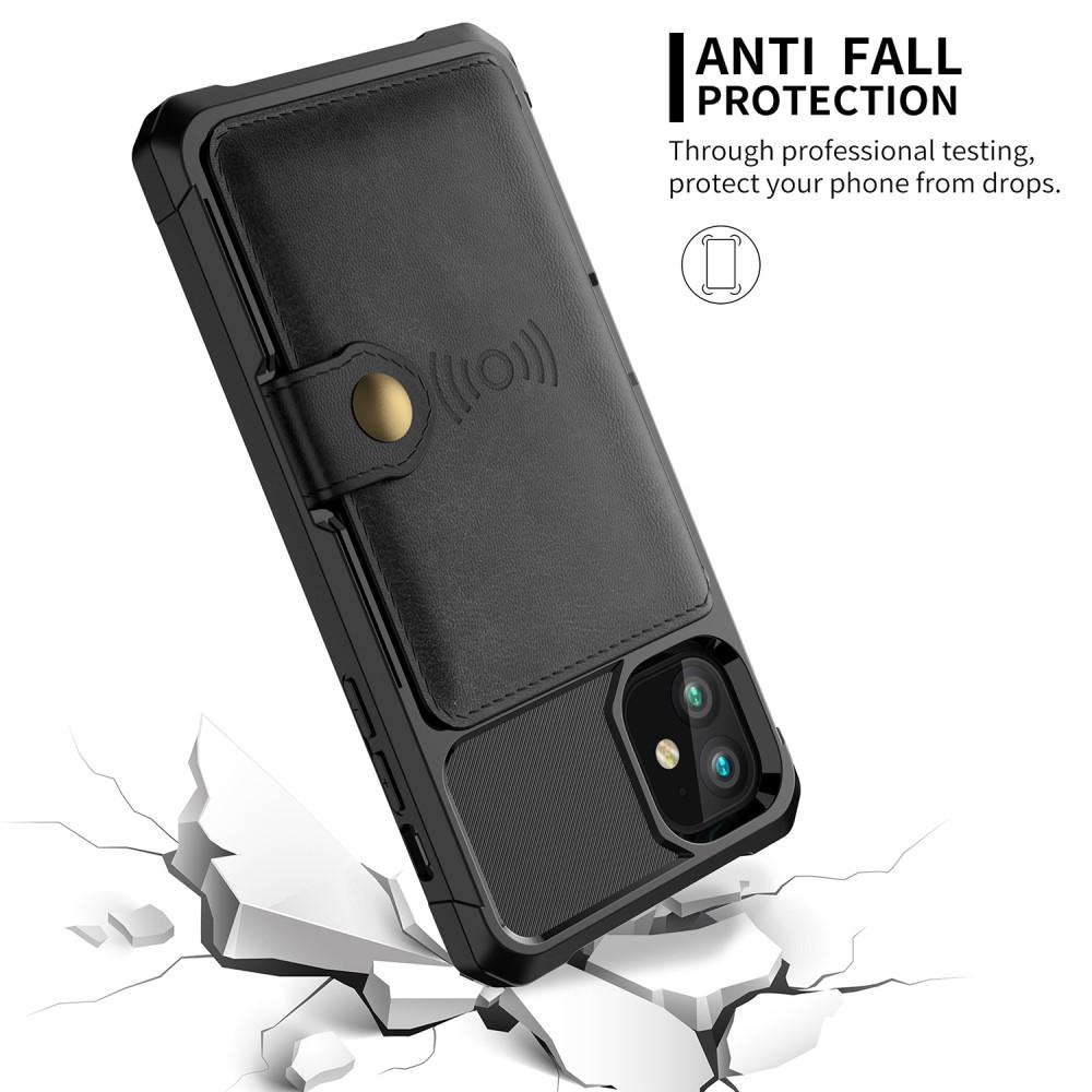 iPhone 12/iPhone 12 Pro Stødsikkert mobilcover med pung, Sort
