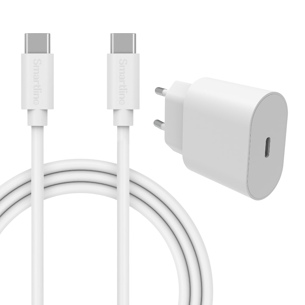Motorola Razr 50 Ultra Opladningskit med 2m USB-C-kabel for optimal opladning, Hvid