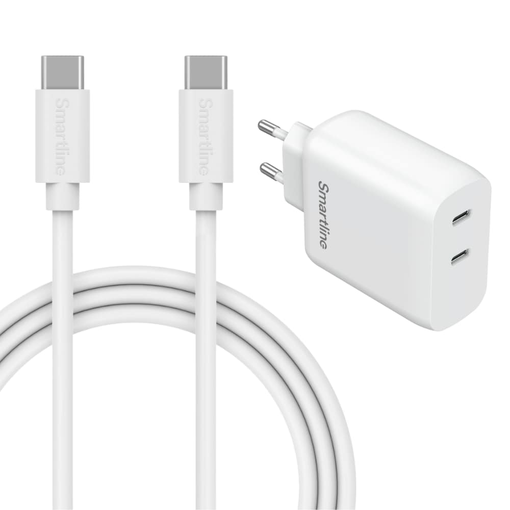Xiaomi 15 Hurtiglader med 2 m USB-C-kabel & 2 porte 35W, Hvid