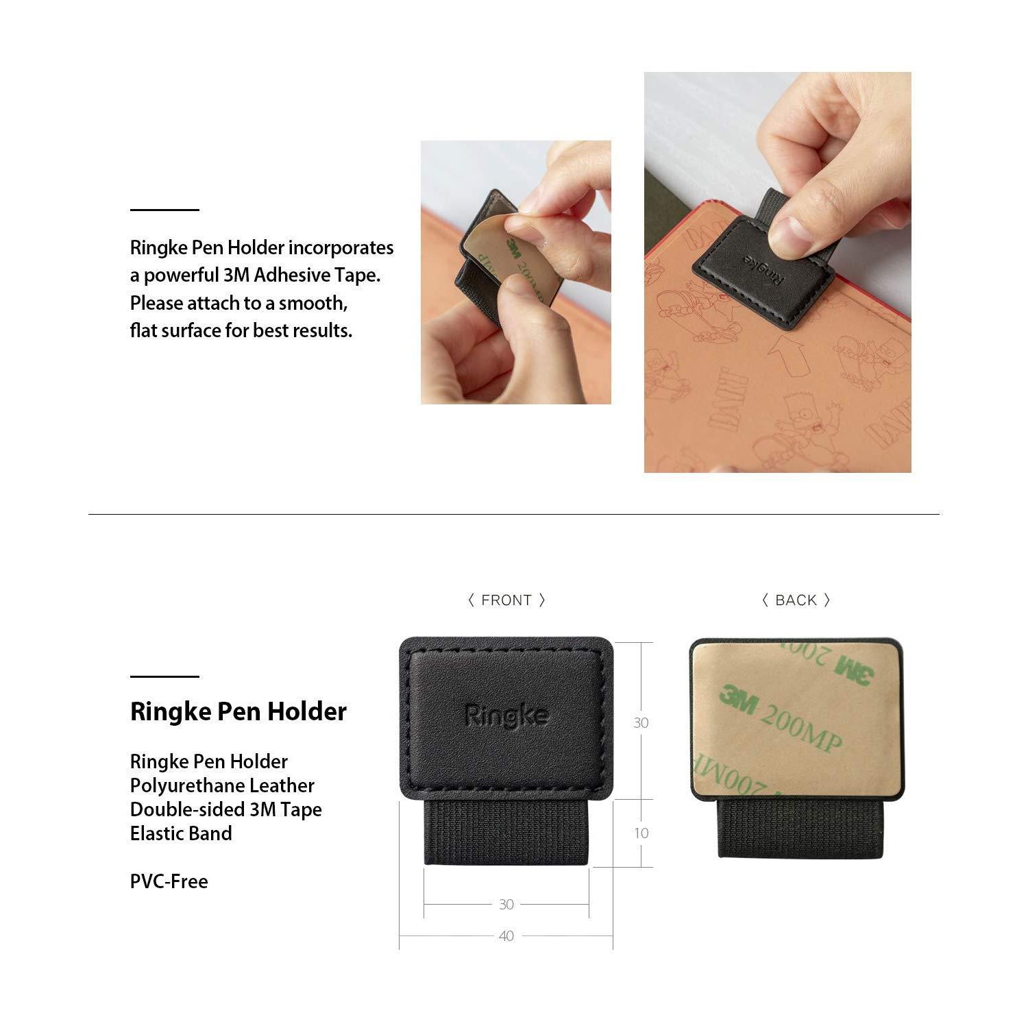 Universel penneholder med tape, Sort