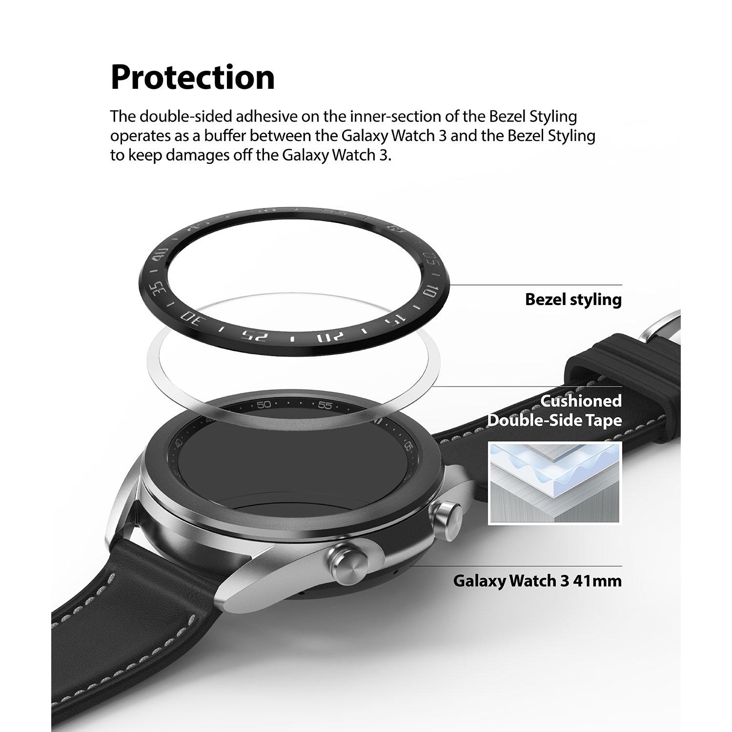 Samsung Galaxy Watch 3 41mm Beskyttelsesring - Bezel Styling Sort