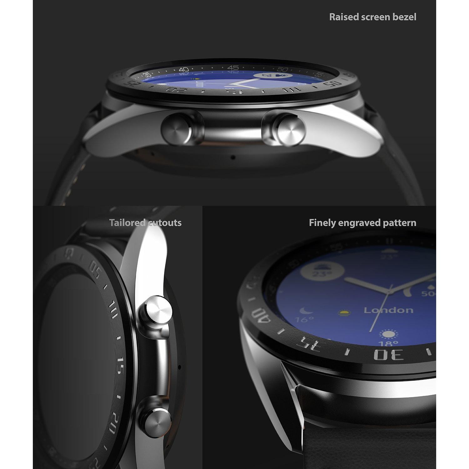 Samsung Galaxy Watch 3 41mm Beskyttelsesring - Bezel Styling Sort