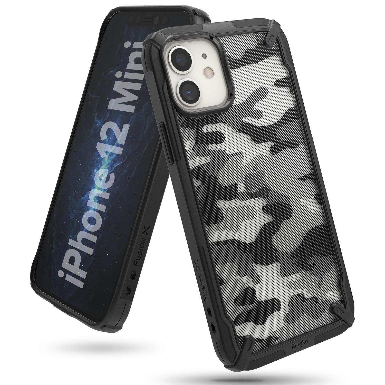 iPhone 12 Mini Fusion X Cover, Camo Black