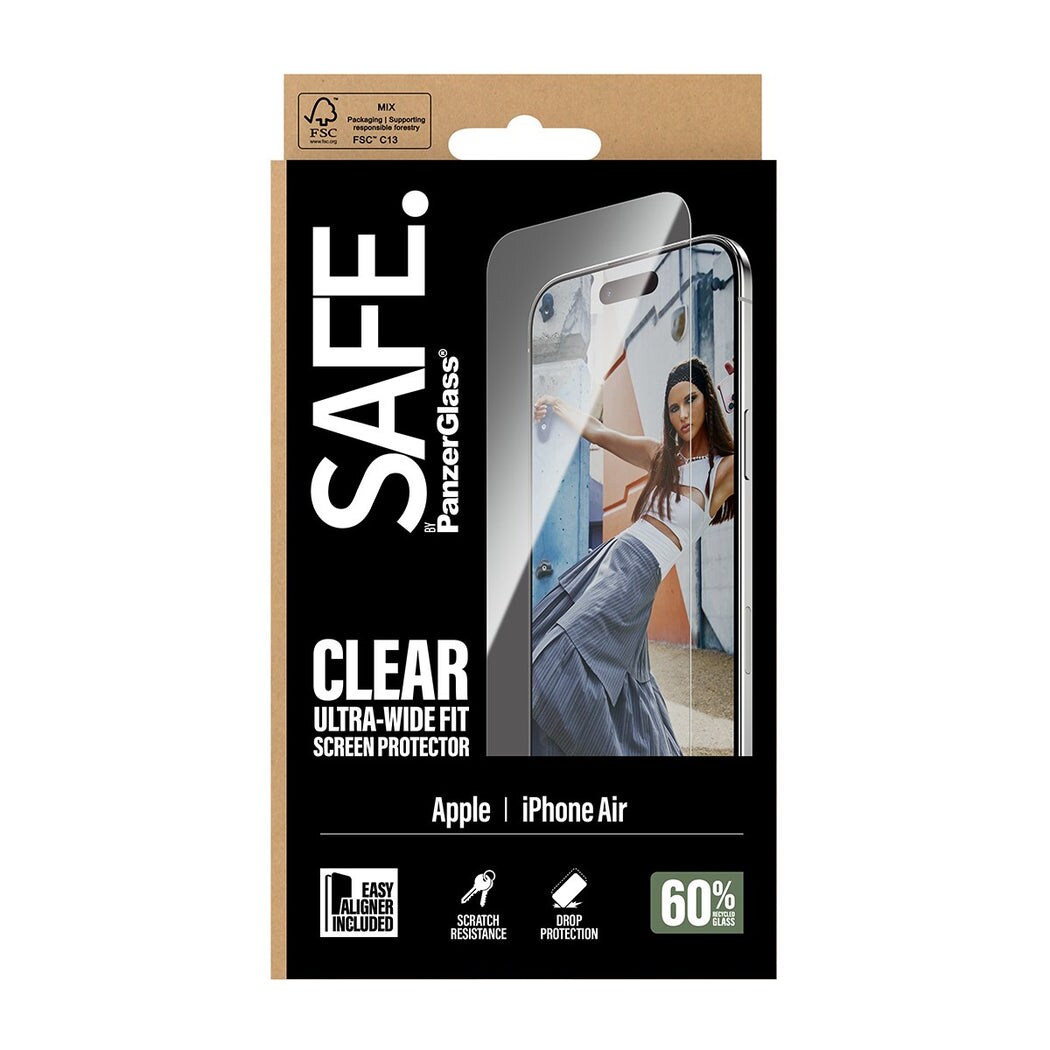 iPhone Air Skærmbeskytter i glas med installationsramme - Ultra Wide Fit