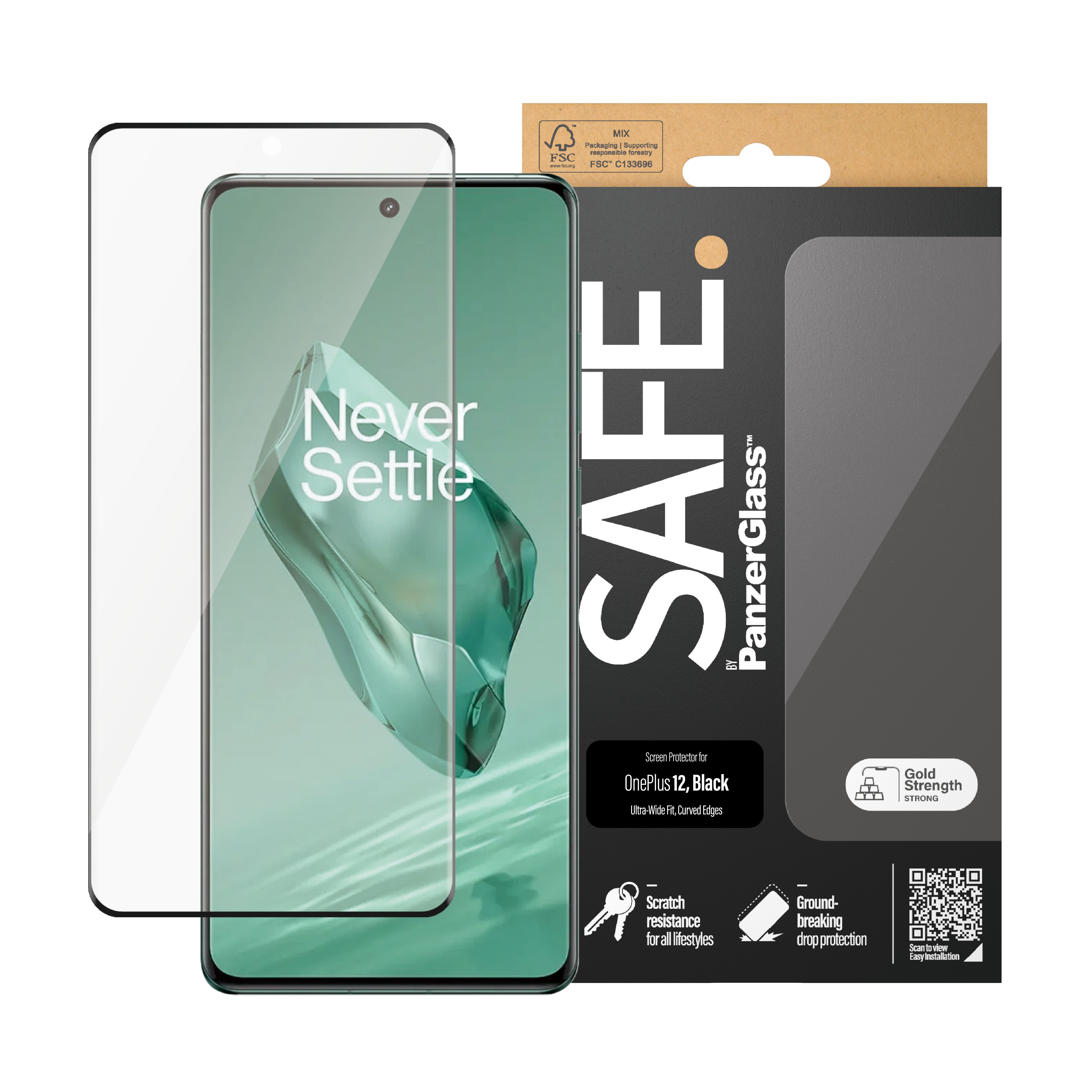  OnePlus 12 Skærmbeskytter i glas - Ultra Wide Fit