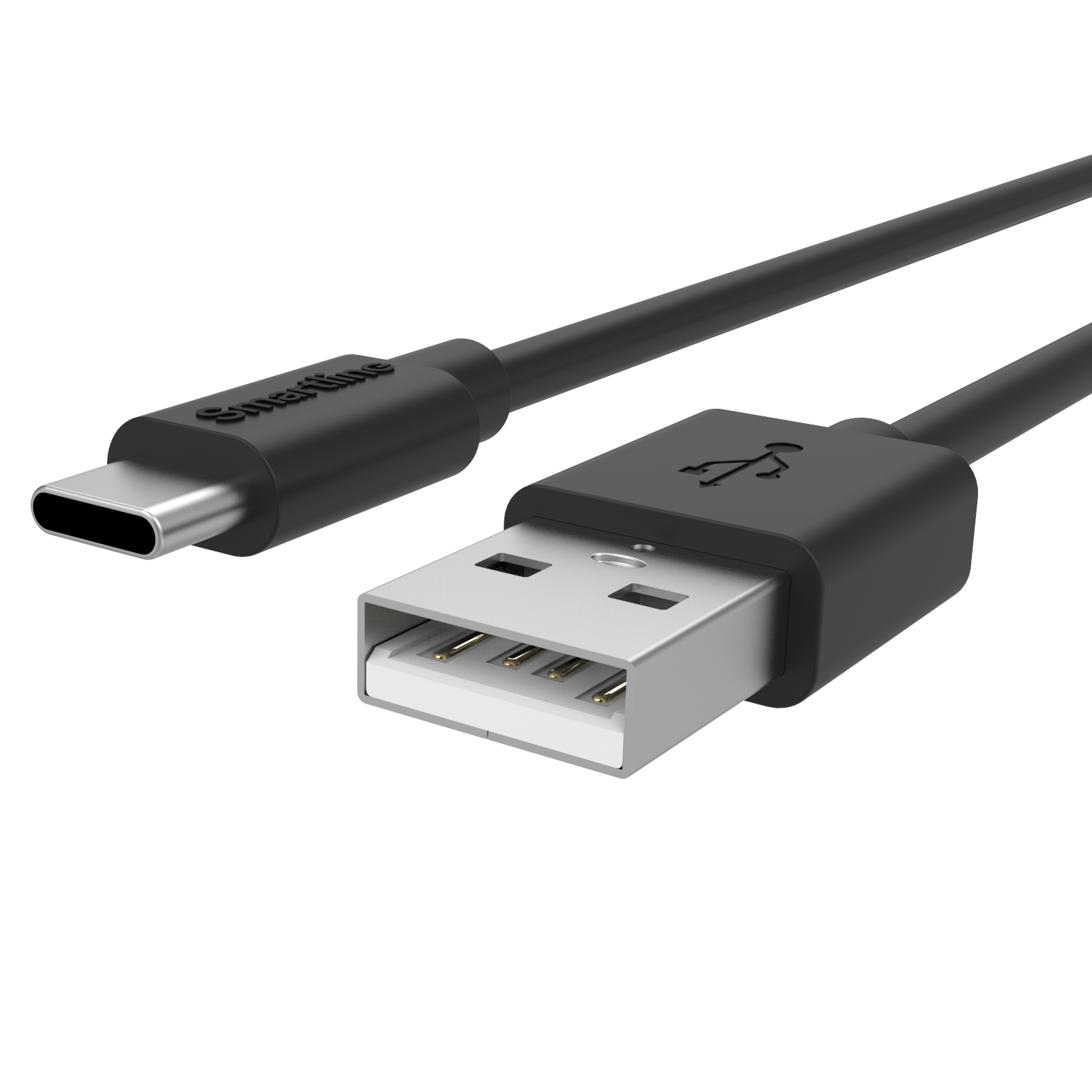 Opladningskabel 2m USB-A - USB-C, Sort