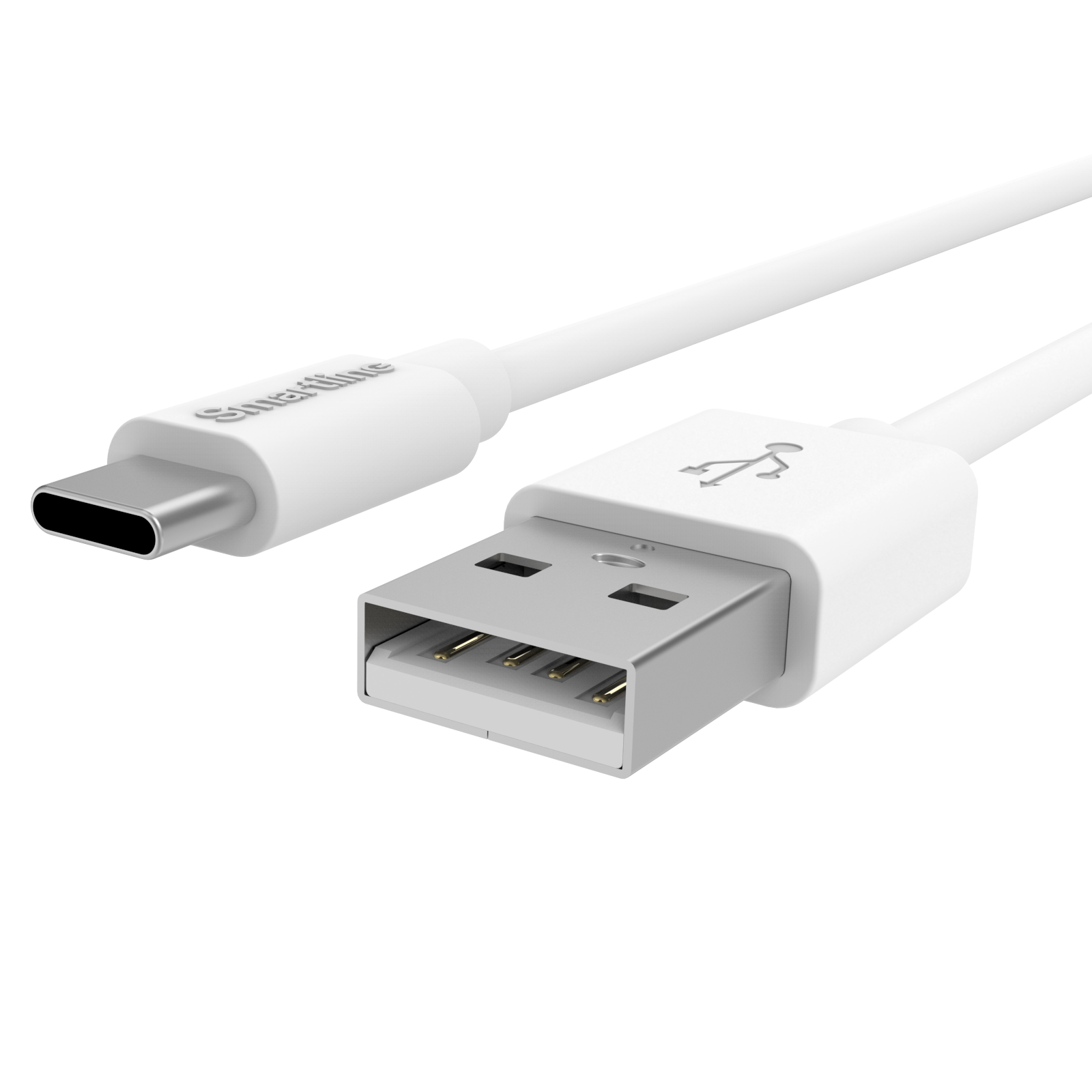 Opladningskabel 2m USB-A - USB-C, Hvid