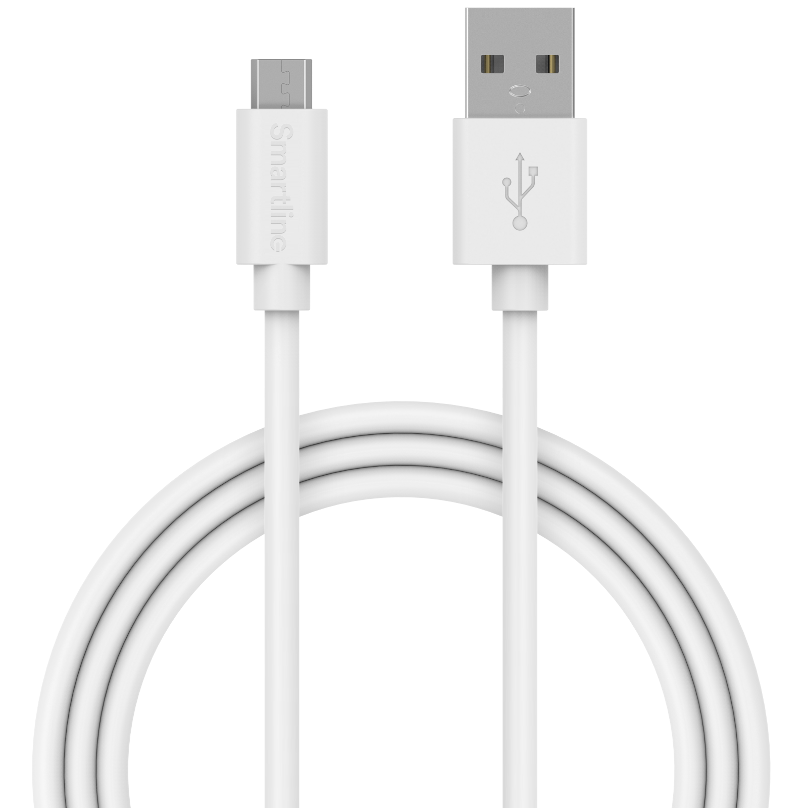 Opladningskabel 2m MicroUSB, Hvid