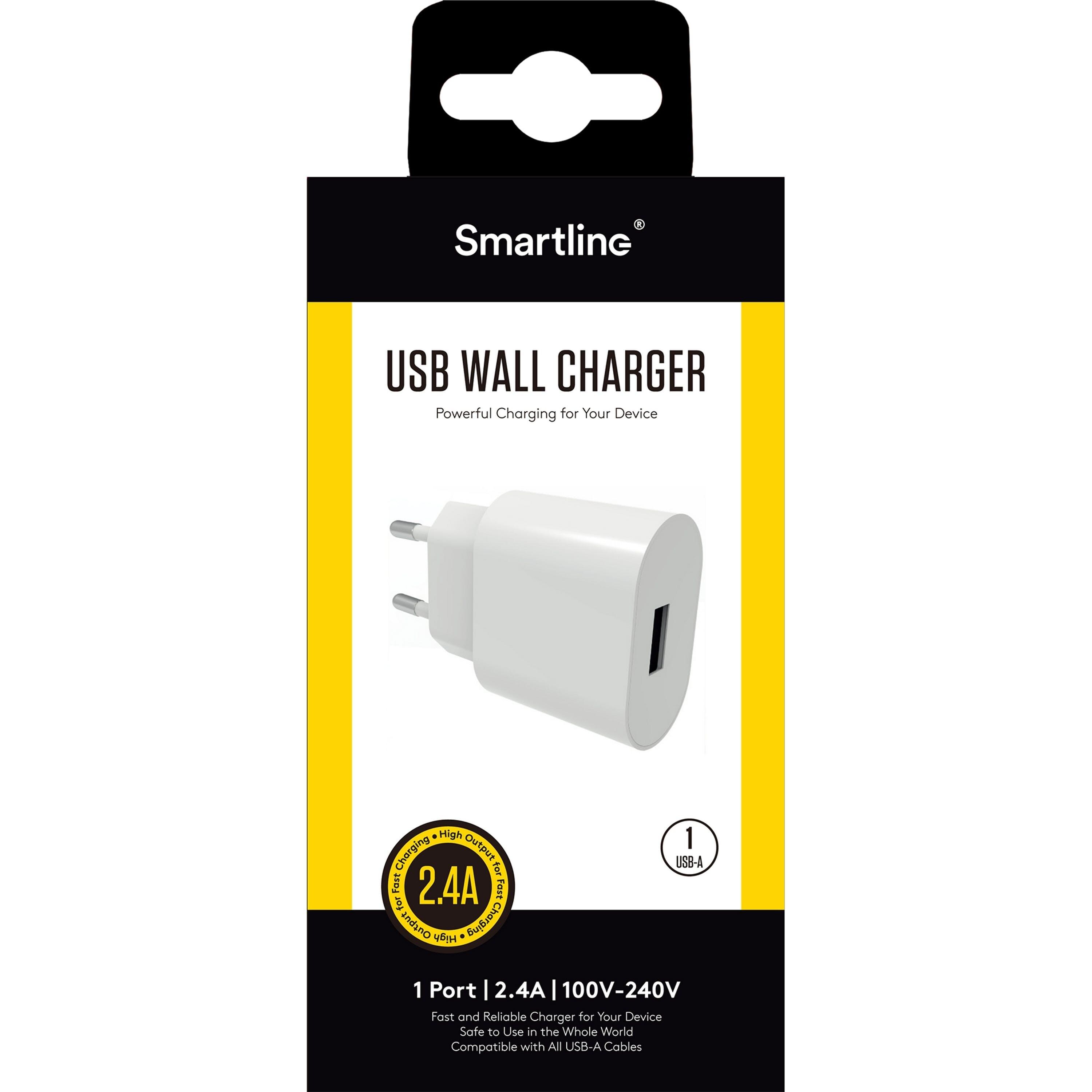 Væglader USB-A 2.4A 12W, Hvid
