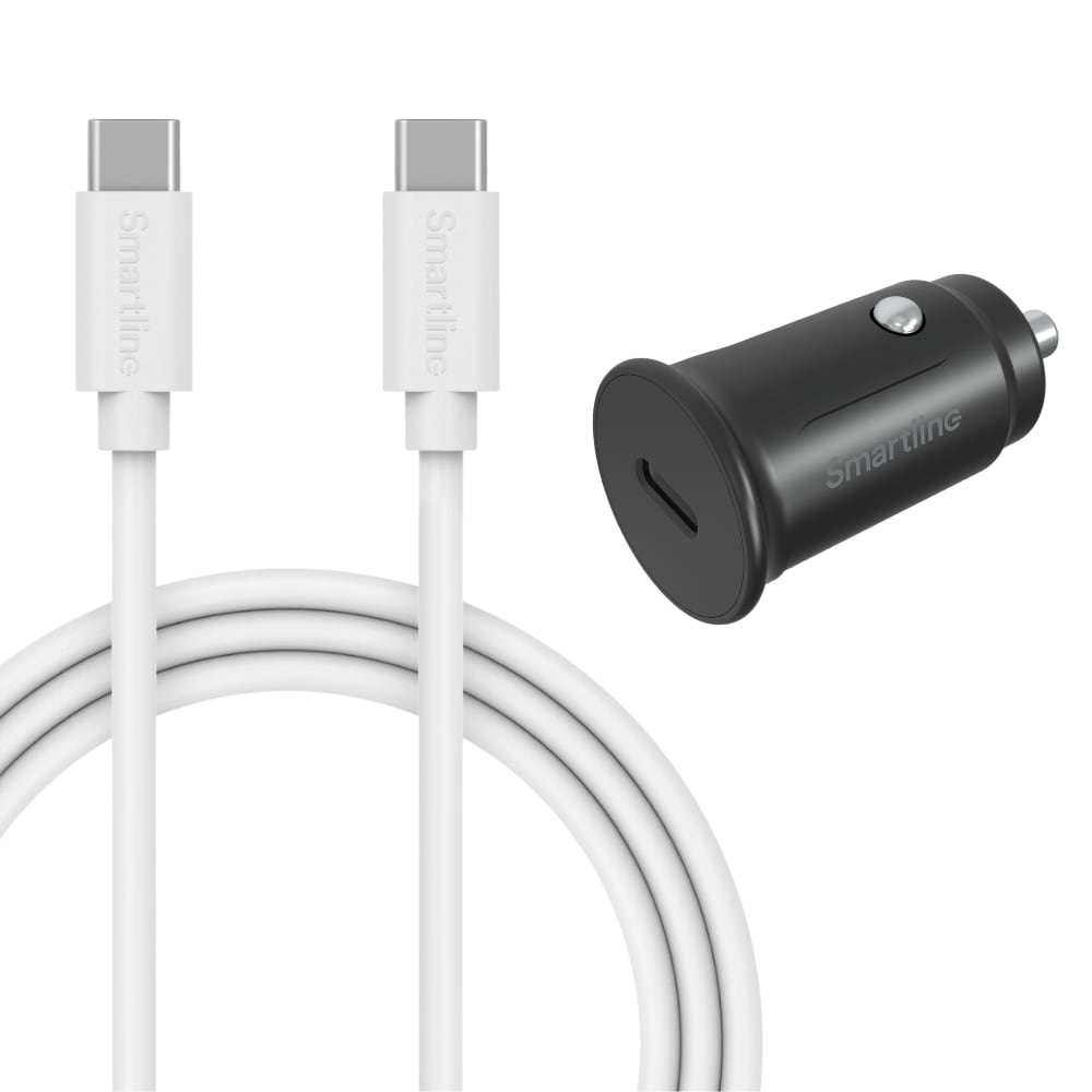 Biloplader USB-C til USB-C - 1m kabel & oplader - Smartline