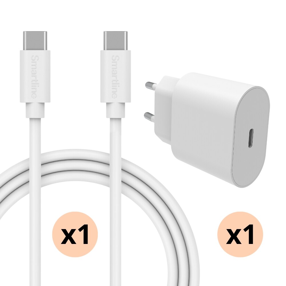 Motorola Razr 50 Ultra Opladningskit med 2m USB-C-kabel for optimal opladning, Hvid